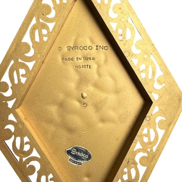 Syroco Set Of 4 Vintage Gold Diamond-Shaped Wall Plaques Ornate Design MCM Decor - Picture 3 of 16
